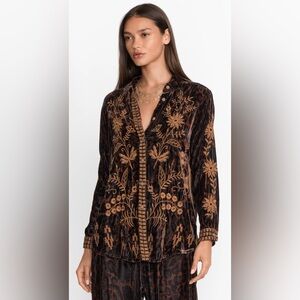 Johnny Was Georgina Velvet Oversized Shirt